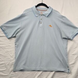 Tommy Bahamas Light Blue Stripped Polo Shirt Size XL